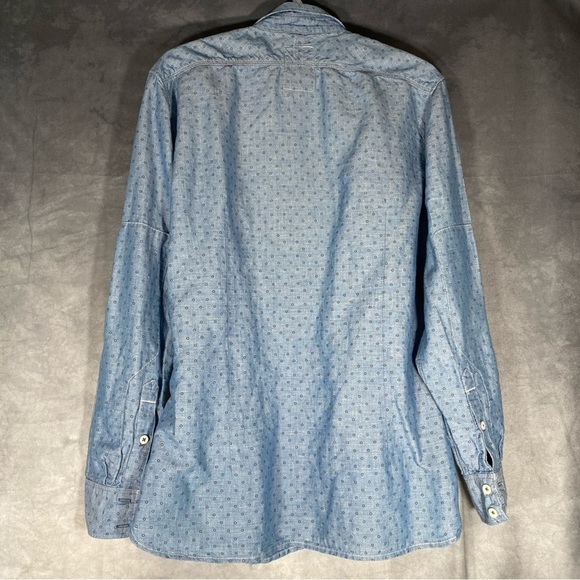 G Star Raw Denim Mens XL Casual Blue Chambray Button Down Shirt Dual Pocket - Picture 4 of 9